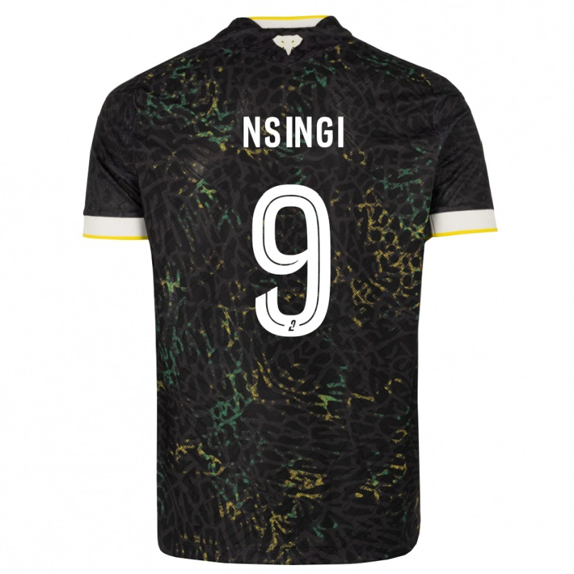 Danxen Enfant Maillot Plamedi Nsingi #9 Noir Blanc Jaune Tenues Extérieur 2026/27 T-Shirt