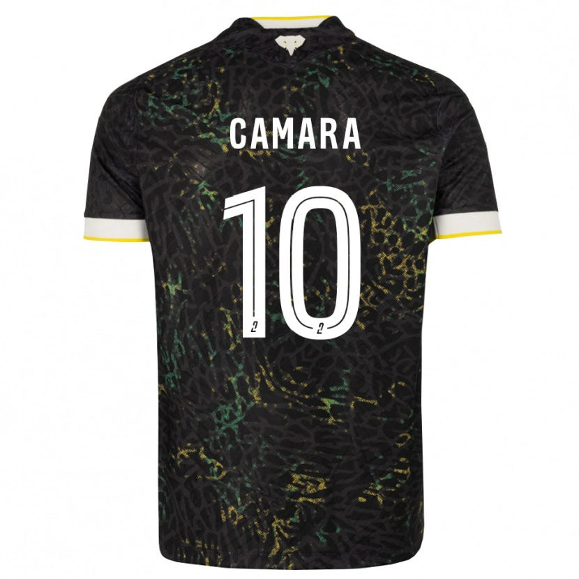 Danxen Enfant Maillot Ibrahim Camara #10 Noir Blanc Jaune Tenues Extérieur 2026/27 T-Shirt