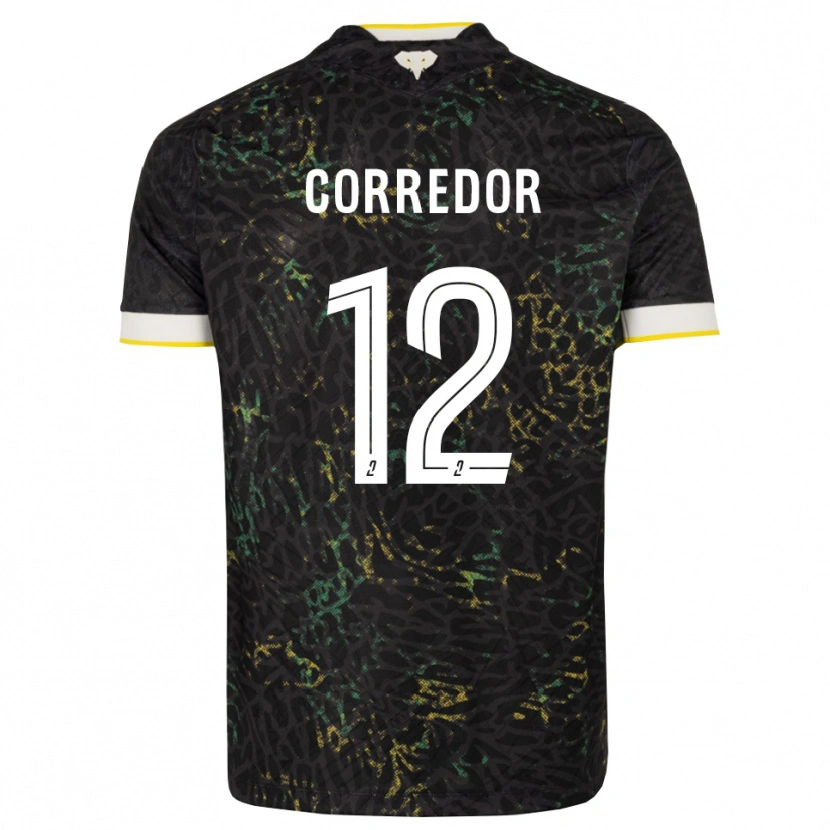 Danxen Enfant Maillot Killian Corredor #12 Noir Blanc Jaune Tenues Extérieur 2026/27 T-Shirt