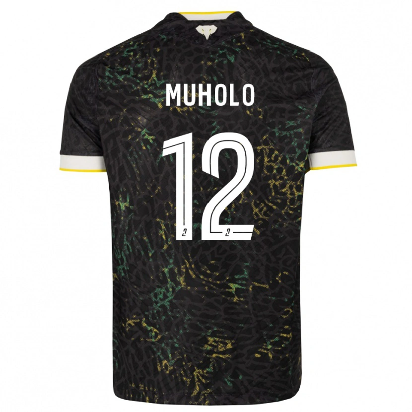 Danxen Enfant Maillot Ernest Muholo #12 Noir Blanc Jaune Tenues Extérieur 2026/27 T-Shirt