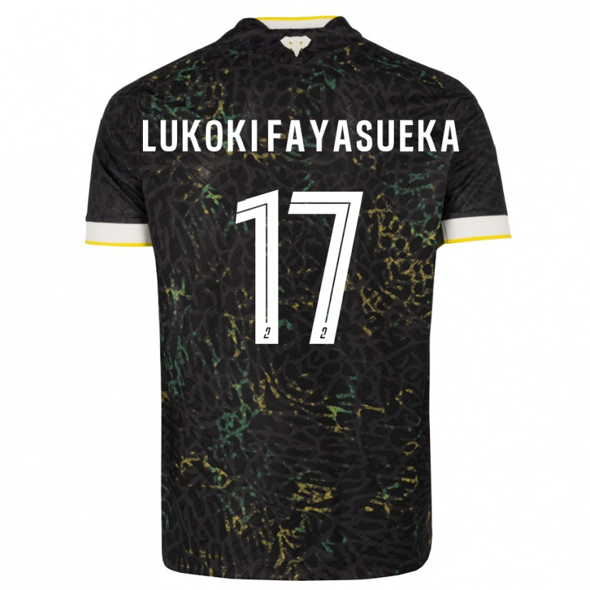 Danxen Enfant Maillot Kévin Lukoki Fayasueka #17 Noir Blanc Jaune Tenues Extérieur 2026/27 T-Shirt