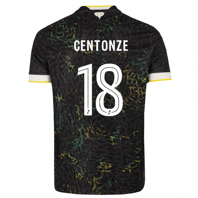 Danxen Enfant Maillot Fabien Centonze #18 Noir Blanc Jaune Tenues Extérieur 2026/27 T-Shirt