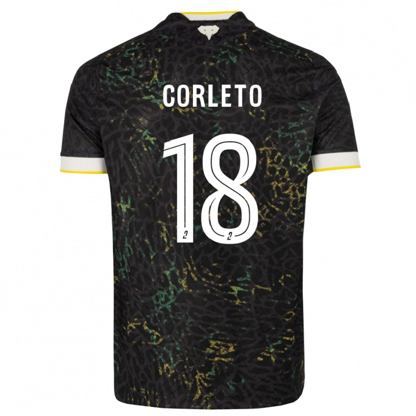Danxen Enfant Maillot Naël Corleto #18 Noir Blanc Jaune Tenues Extérieur 2026/27 T-Shirt