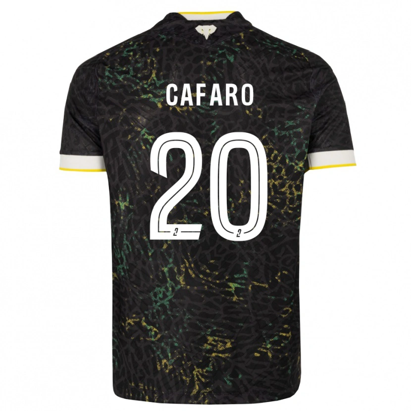 Danxen Enfant Maillot Mathieu Cafaro #20 Noir Blanc Jaune Tenues Extérieur 2026/27 T-Shirt