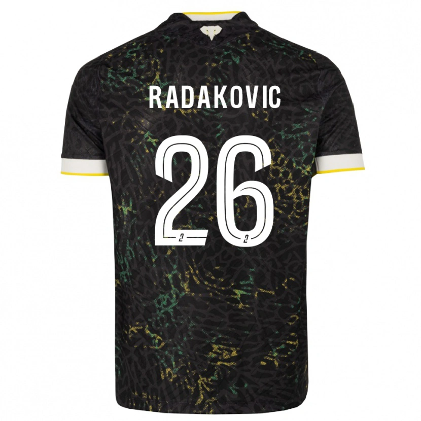 Danxen Enfant Maillot Uros Radakovic #26 Noir Blanc Jaune Tenues Extérieur 2026/27 T-Shirt