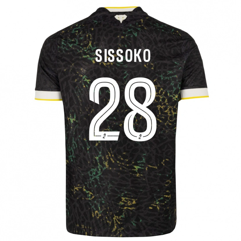 Danxen Enfant Maillot Ibrahima Sissoko #28 Noir Blanc Jaune Tenues Extérieur 2026/27 T-Shirt