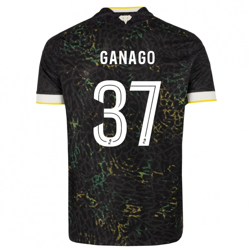 Danxen Enfant Maillot Ignatius Ganago #37 Noir Blanc Jaune Tenues Extérieur 2026/27 T-Shirt