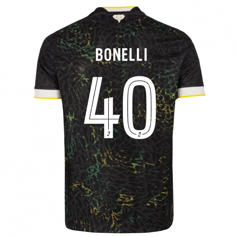 Danxen Enfant Maillot Lucas Bonelli #40 Noir Blanc Jaune Tenues Extérieur 2026/27 T-Shirt