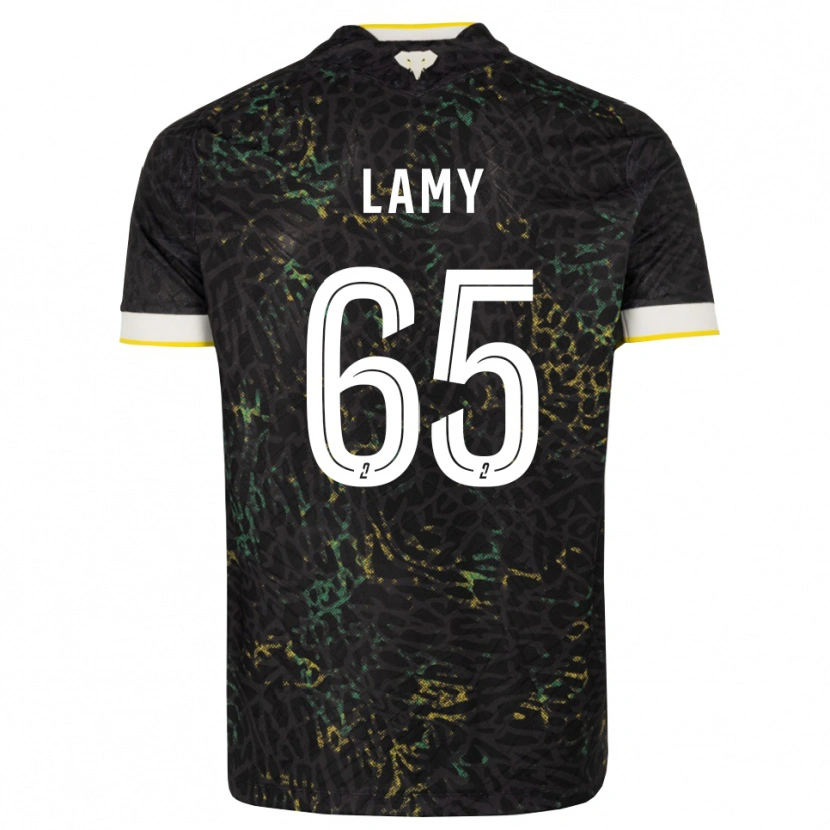 Danxen Enfant Maillot Hugo Lamy #65 Noir Blanc Jaune Tenues Extérieur 2026/27 T-Shirt