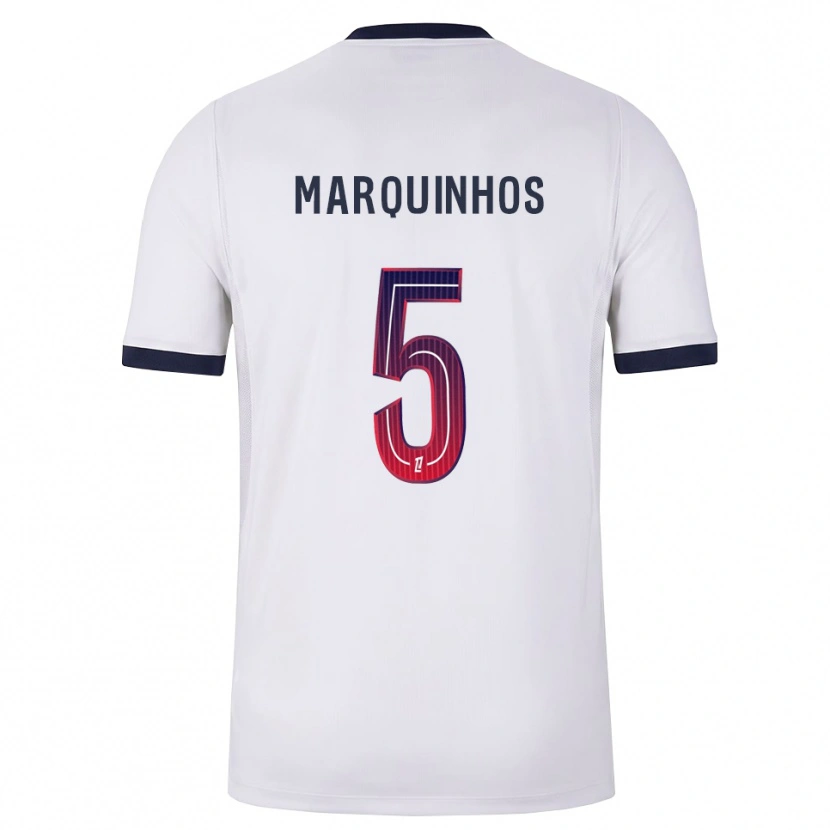 Danxen Enfant Maillot Marquinhos #5 Blanc Noir Rouge Tenues Extérieur 2026/27 T-Shirt