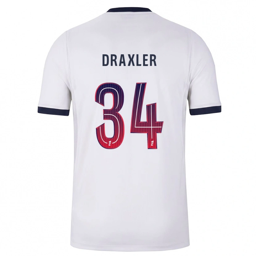 Danxen Enfant Maillot Julian Draxler #34 Blanc Noir Rouge Tenues Extérieur 2026/27 T-Shirt