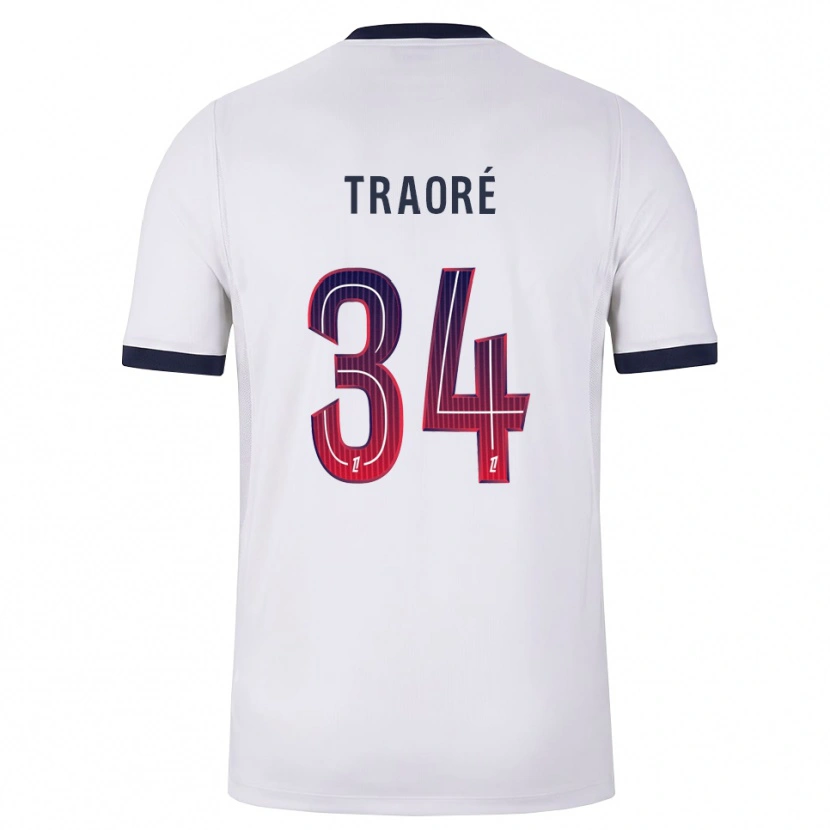 Danxen Enfant Maillot Naolia Traoré #34 Blanc Noir Rouge Tenues Extérieur 2026/27 T-Shirt