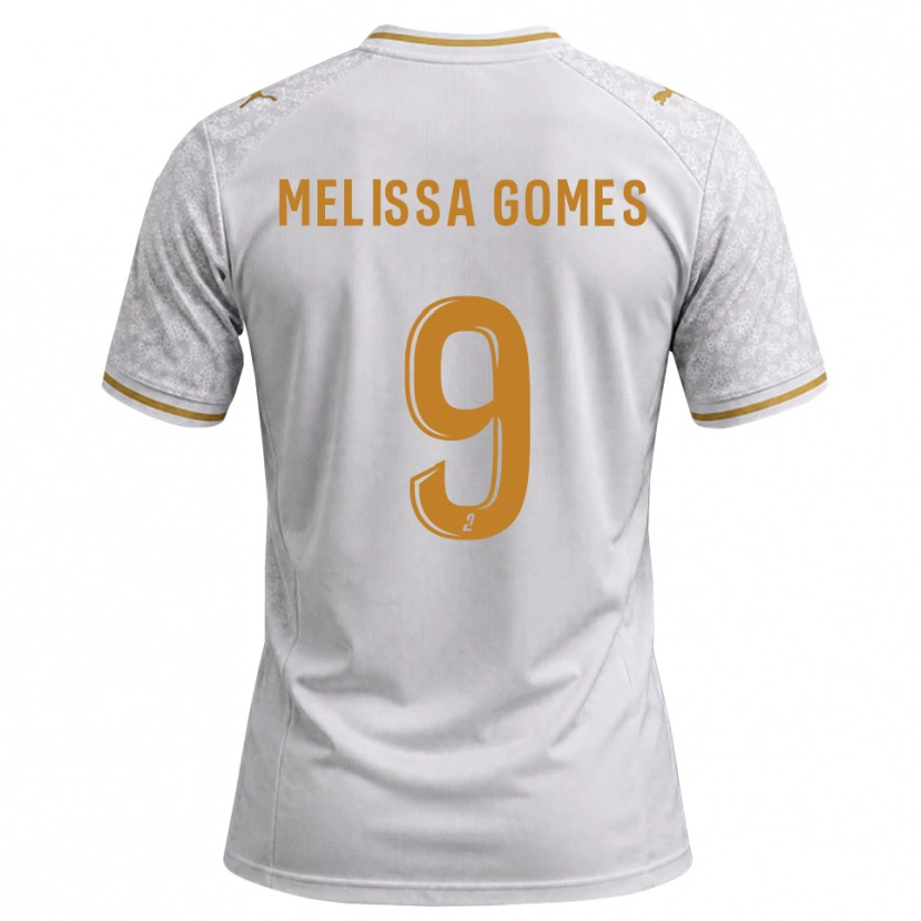 Danxen Enfant Maillot Melissa Ferreira Gomes #9 Blanc Gris Goldenrod Tenues Extérieur 2026/27 T-Shirt