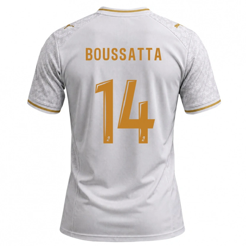 Danxen Enfant Maillot Naïl Boussatta #14 Blanc Gris Goldenrod Tenues Extérieur 2026/27 T-Shirt