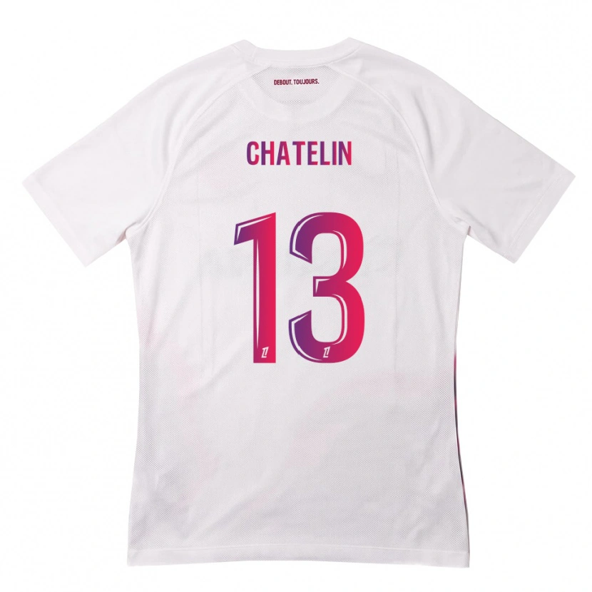 Danxen Enfant Maillot Delphin Chatelin #13 Blanc Rose Violet Tenues Extérieur 2026/27 T-Shirt