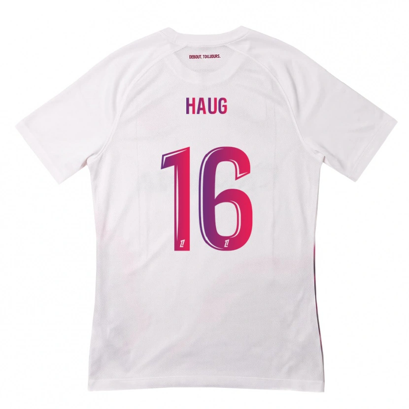 Danxen Enfant Maillot Kjetil Haug #16 Blanc Rose Violet Tenues Extérieur 2026/27 T-Shirt