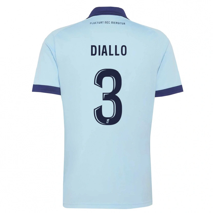Danxen Enfant Maillot Ibrahim Diallo #3 Bleu Barbeau Noir Tenues Extérieur 2026/27 T-Shirt