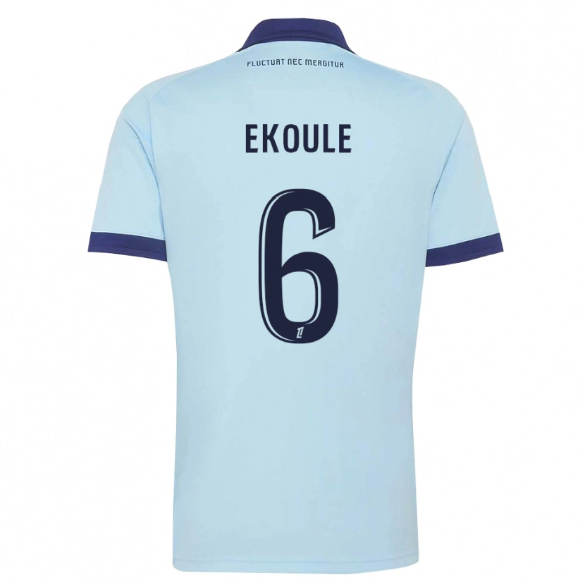 Danxen Enfant Maillot Lionel Ekoule #6 Bleu Barbeau Noir Tenues Extérieur 2026/27 T-Shirt