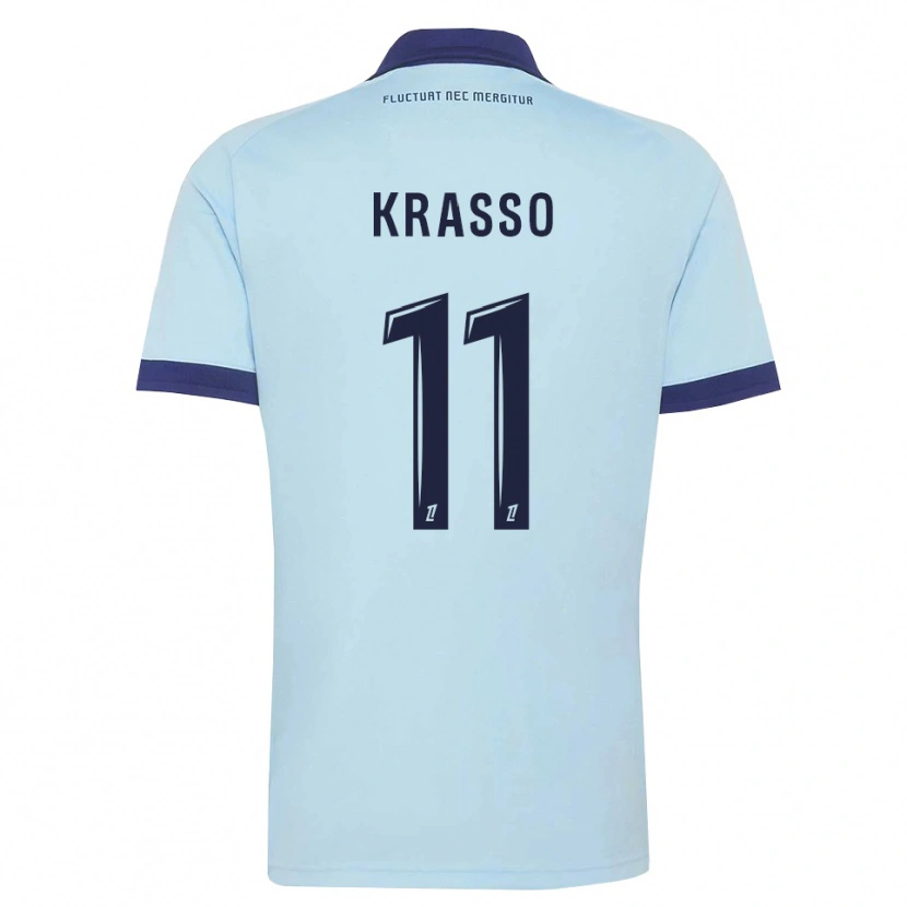 Danxen Enfant Maillot Jean-Philippe Krasso #11 Bleu Barbeau Noir Tenues Extérieur 2026/27 T-Shirt
