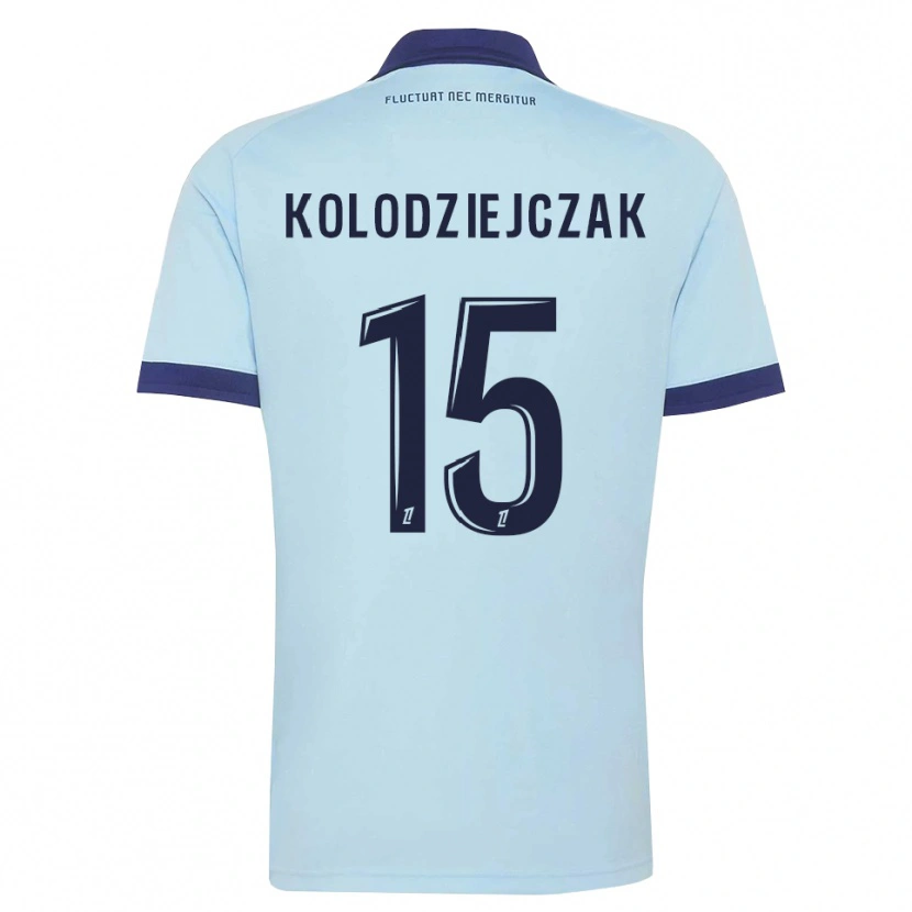 Danxen Enfant Maillot Timothée Kolodziejczak #15 Bleu Barbeau Noir Tenues Extérieur 2026/27 T-Shirt