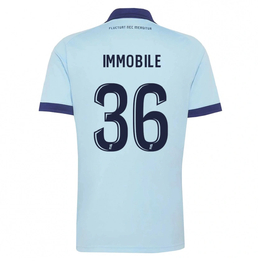 Danxen Enfant Maillot Ciro Immobile #36 Bleu Barbeau Noir Tenues Extérieur 2026/27 T-Shirt