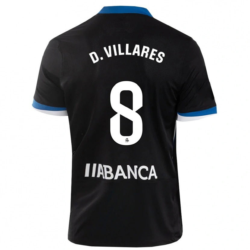Danxen Enfant Maillot Diego Villares #8 Noir Bleu Blanc Tenues Extérieur 2026/27 T-Shirt
