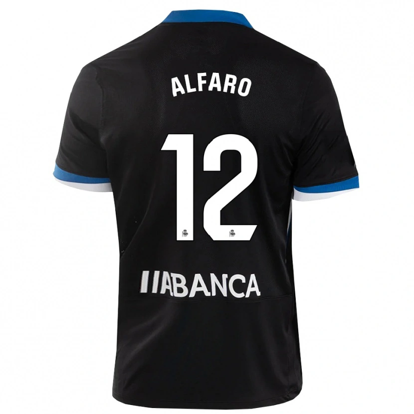 Danxen Enfant Maillot Alejandro Alfaro #12 Noir Bleu Blanc Tenues Extérieur 2026/27 T-Shirt