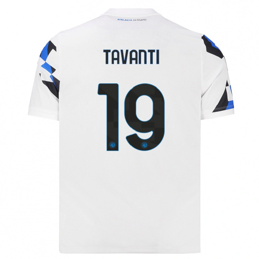 Danxen Enfant Maillot Mattia Tavanti #19 Blanc Rouge Bleu Tenues Extérieur 2026/27 T-Shirt