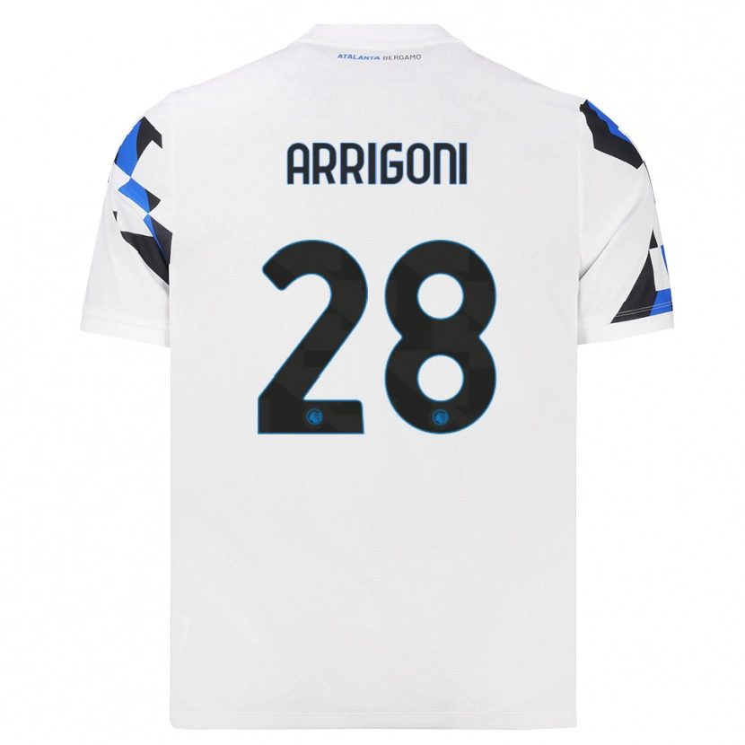 Danxen Enfant Maillot Mattia Arrigoni #28 Blanc Rouge Bleu Tenues Extérieur 2026/27 T-Shirt