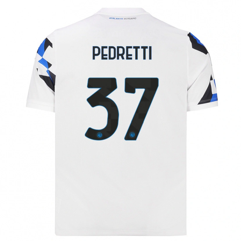 Danxen Enfant Maillot Mattia Pedretti #37 Blanc Rouge Bleu Tenues Extérieur 2026/27 T-Shirt