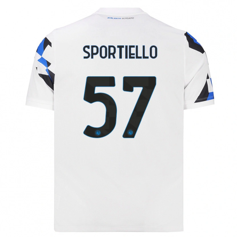 Danxen Enfant Maillot Marco Sportiello #57 Blanc Rouge Bleu Tenues Extérieur 2026/27 T-Shirt
