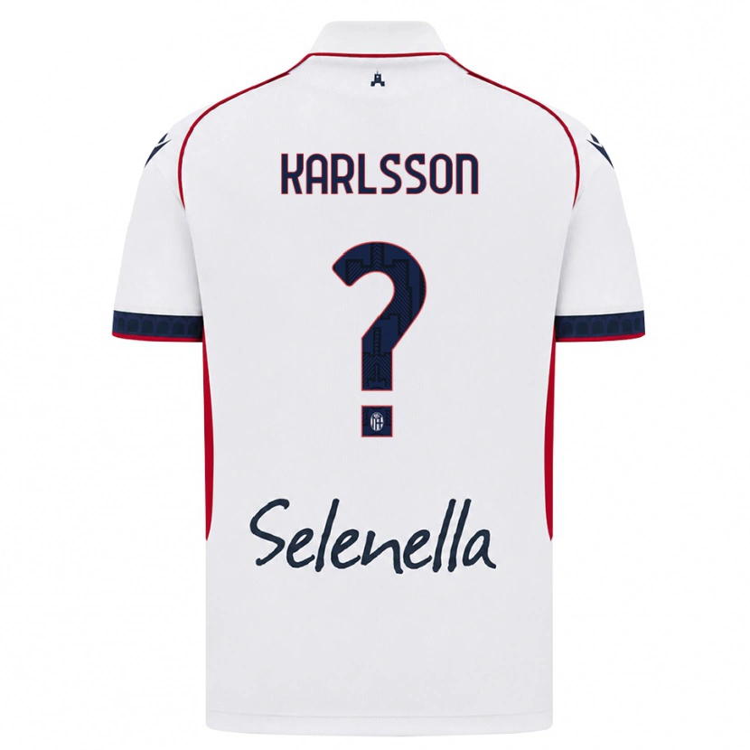 Danxen Enfant Maillot Jesper Karlsson #0 Blanc Rouge Bleu Roi Tenues Extérieur 2026/27 T-Shirt