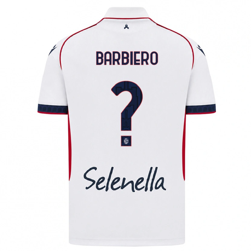Danxen Enfant Maillot Andrea Barbiero #0 Blanc Rouge Bleu Roi Tenues Extérieur 2026/27 T-Shirt