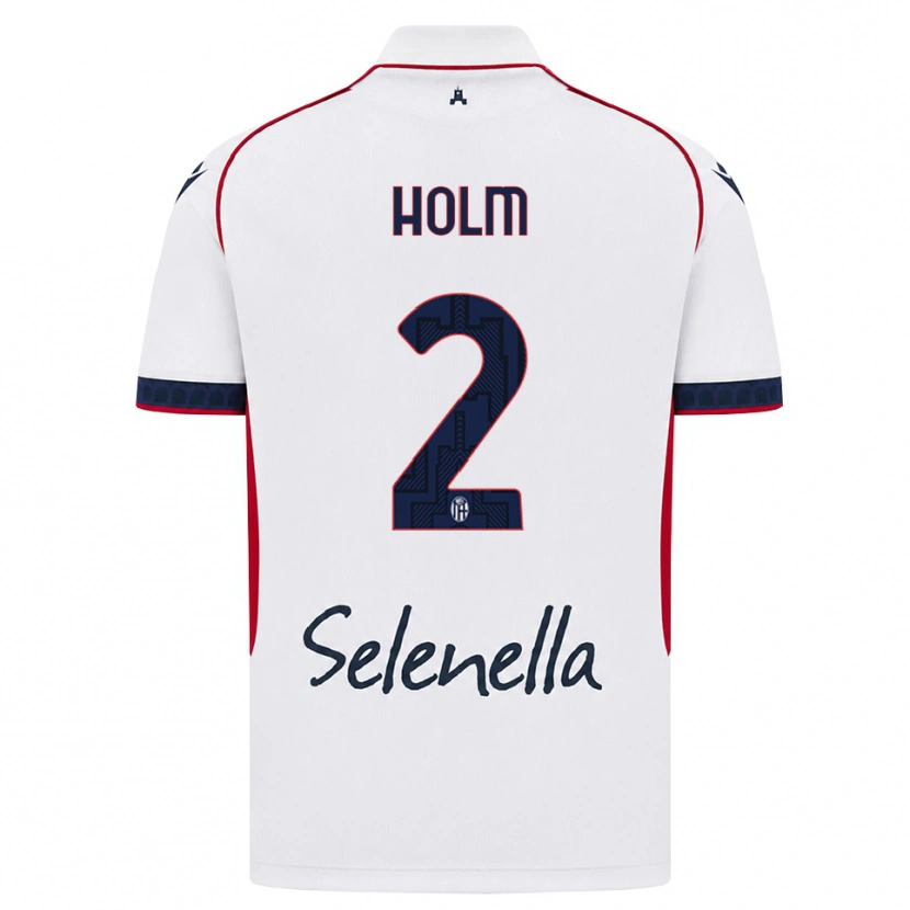 Danxen Enfant Maillot Emil Holm #2 Blanc Rouge Bleu Roi Tenues Extérieur 2026/27 T-Shirt