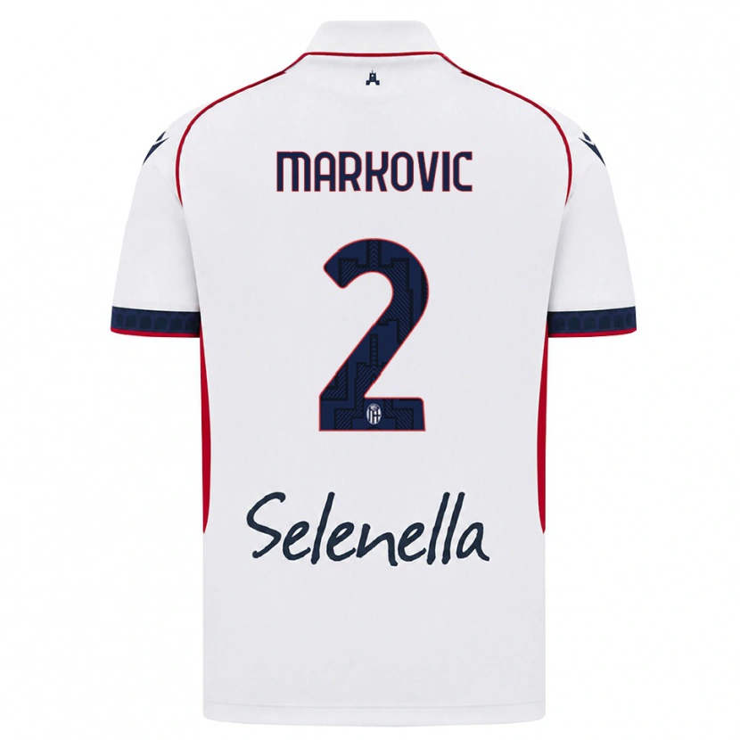 Danxen Enfant Maillot Petar Markovic #2 Blanc Rouge Bleu Roi Tenues Extérieur 2026/27 T-Shirt
