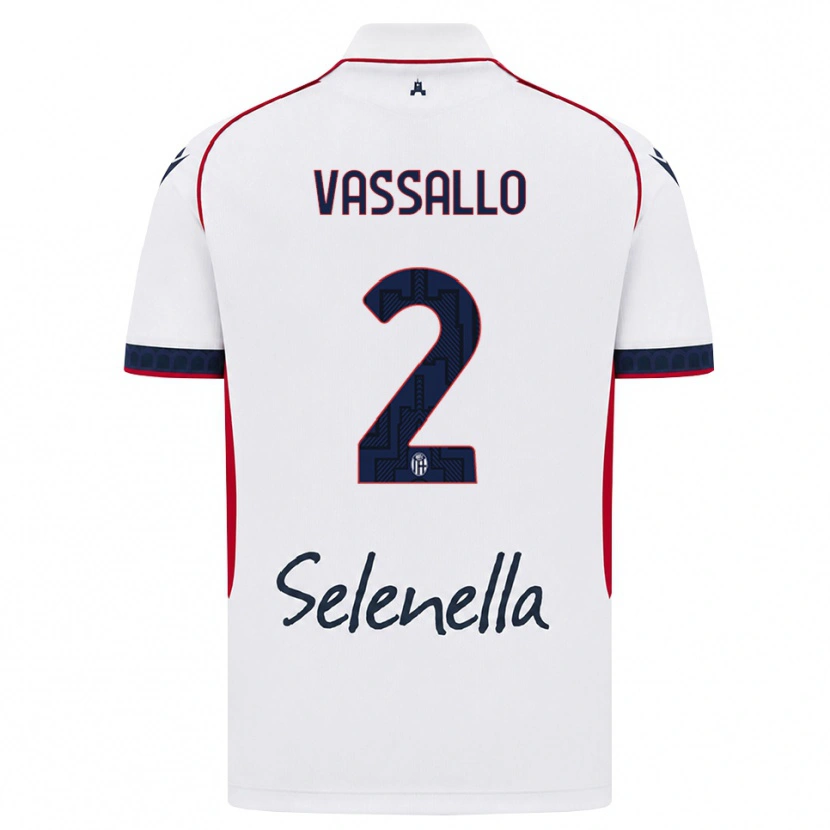 Danxen Enfant Maillot Giacomo Vassallo #2 Blanc Rouge Bleu Roi Tenues Extérieur 2026/27 T-Shirt