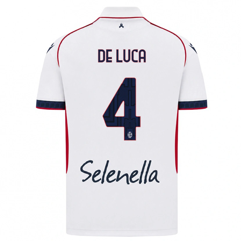 Danxen Enfant Maillot Alessandro De Luca #4 Blanc Rouge Bleu Roi Tenues Extérieur 2026/27 T-Shirt