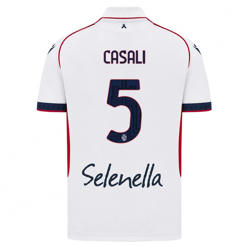 Danxen Enfant Maillot Giacomo Casali #5 Blanc Rouge Bleu Roi Tenues Extérieur 2026/27 T-Shirt