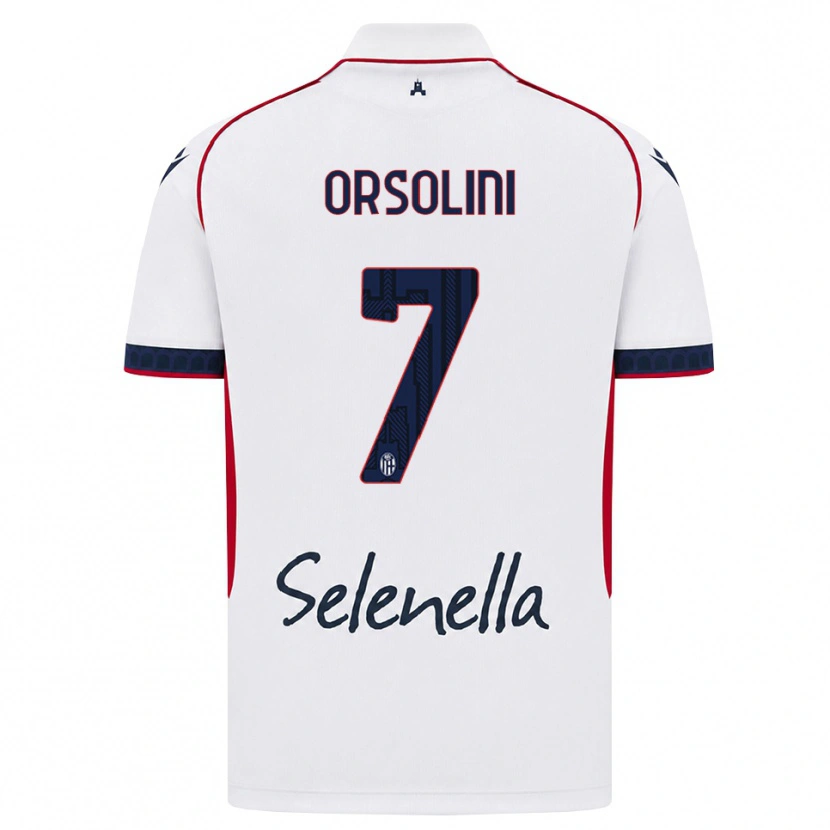 Danxen Enfant Maillot Riccardo Orsolini #7 Blanc Rouge Bleu Roi Tenues Extérieur 2026/27 T-Shirt