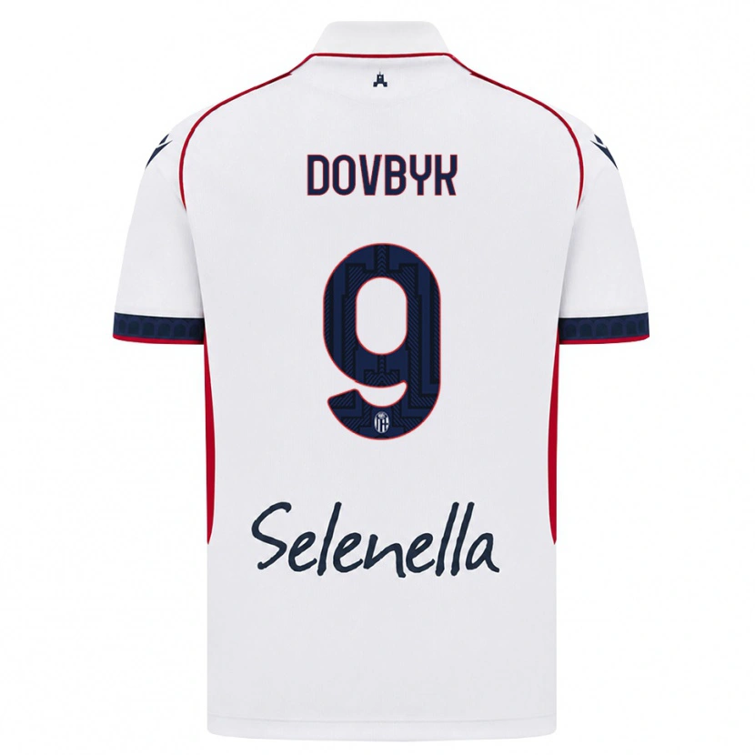 Danxen Enfant Maillot Artem Dovbyk #9 Blanc Rouge Bleu Roi Tenues Extérieur 2026/27 T-Shirt
