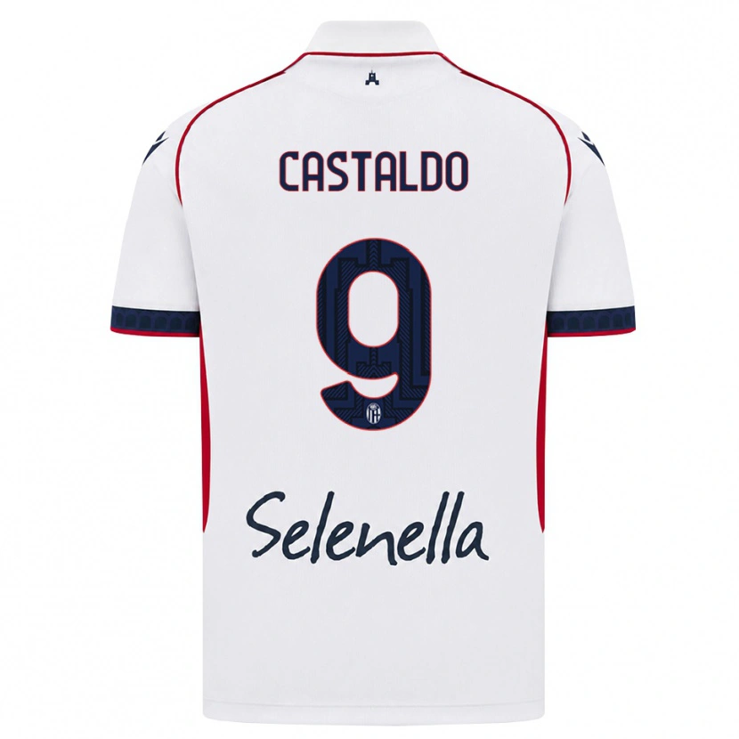 Danxen Enfant Maillot Francesco Castaldo #9 Blanc Rouge Bleu Roi Tenues Extérieur 2026/27 T-Shirt