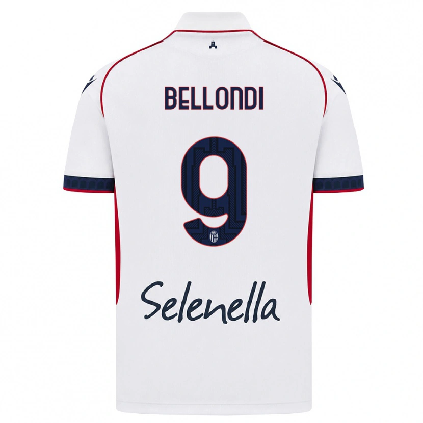 Danxen Enfant Maillot Nicolò Bellondi #9 Blanc Rouge Bleu Roi Tenues Extérieur 2026/27 T-Shirt