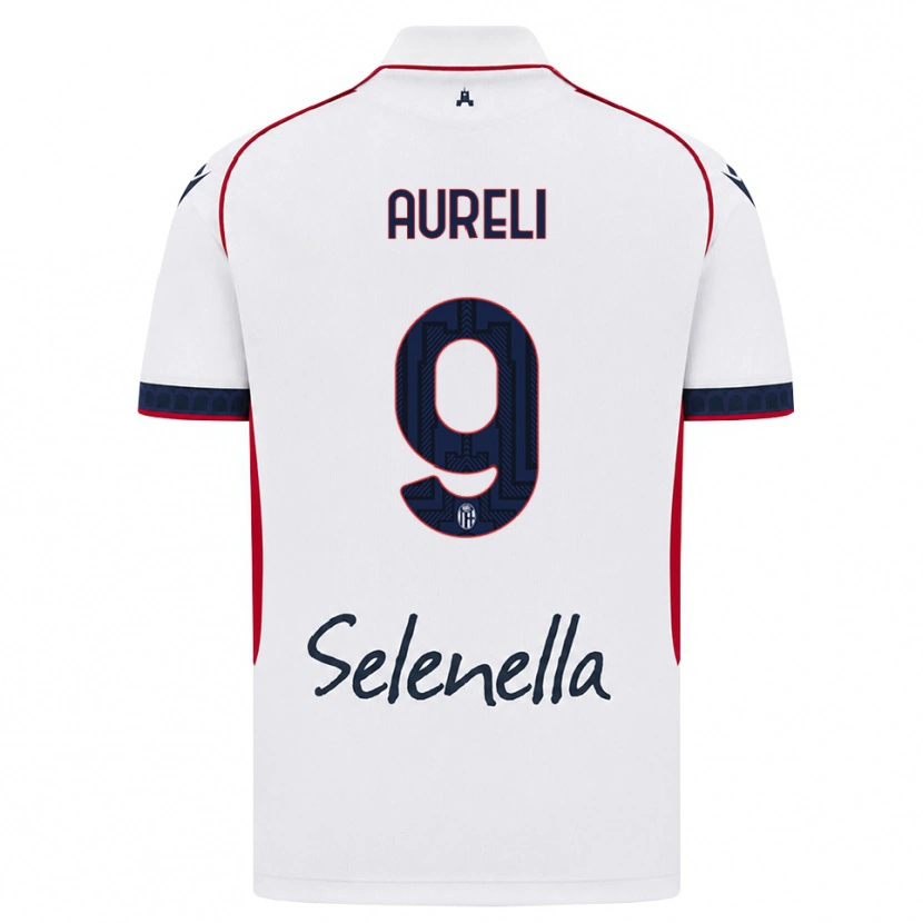 Danxen Enfant Maillot Valerio Aureli #9 Blanc Rouge Bleu Roi Tenues Extérieur 2026/27 T-Shirt
