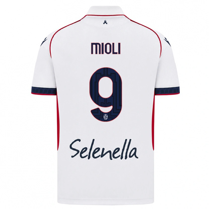 Danxen Enfant Maillot Mattia Mioli #9 Blanc Rouge Bleu Roi Tenues Extérieur 2026/27 T-Shirt