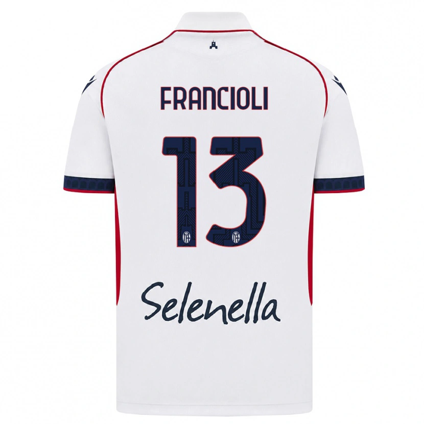 Danxen Enfant Maillot Diego Francioli #13 Blanc Rouge Bleu Roi Tenues Extérieur 2026/27 T-Shirt