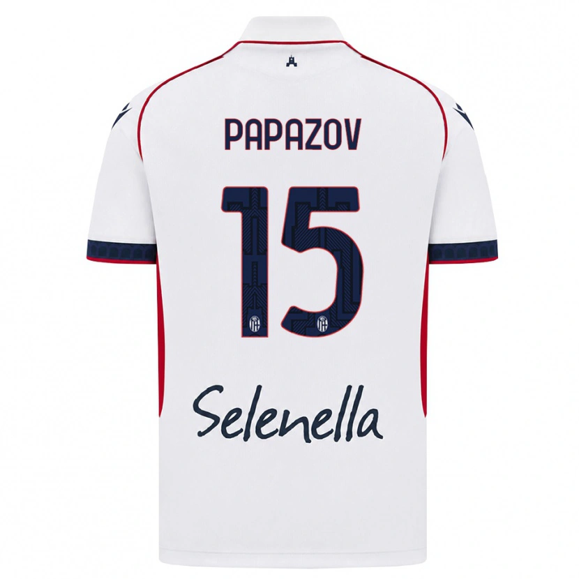 Danxen Enfant Maillot Dimitar Papazov #15 Blanc Rouge Bleu Roi Tenues Extérieur 2026/27 T-Shirt