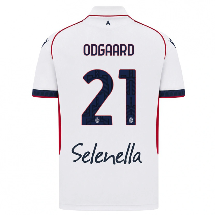 Danxen Enfant Maillot Jens Odgaard #21 Blanc Rouge Bleu Roi Tenues Extérieur 2026/27 T-Shirt