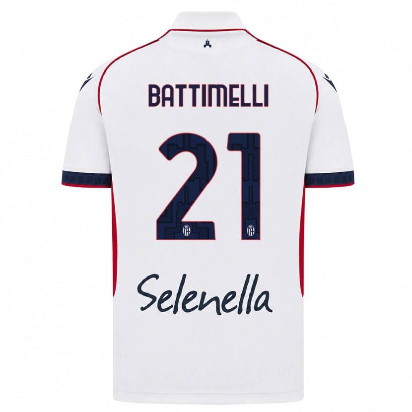 Danxen Enfant Maillot Giuseppe Battimelli #21 Blanc Rouge Bleu Roi Tenues Extérieur 2026/27 T-Shirt
