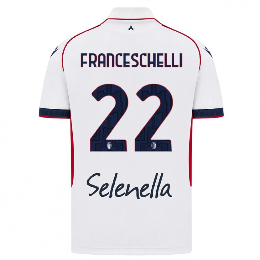 Danxen Enfant Maillot Matteo Franceschelli #22 Blanc Rouge Bleu Roi Tenues Extérieur 2026/27 T-Shirt