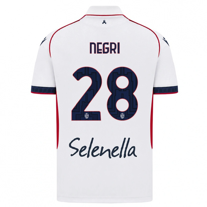 Danxen Enfant Maillot Simone Negri #28 Blanc Rouge Bleu Roi Tenues Extérieur 2026/27 T-Shirt